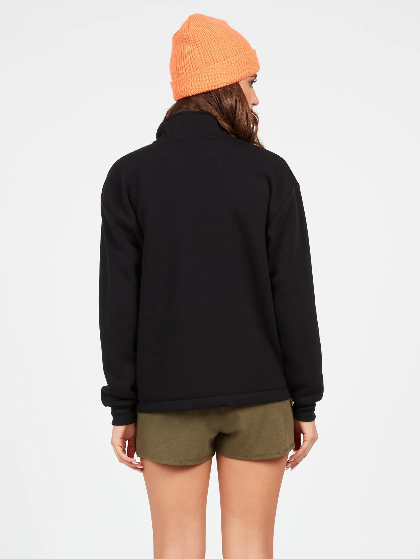 Stone Stacked Mock Neck Hoodie - Black