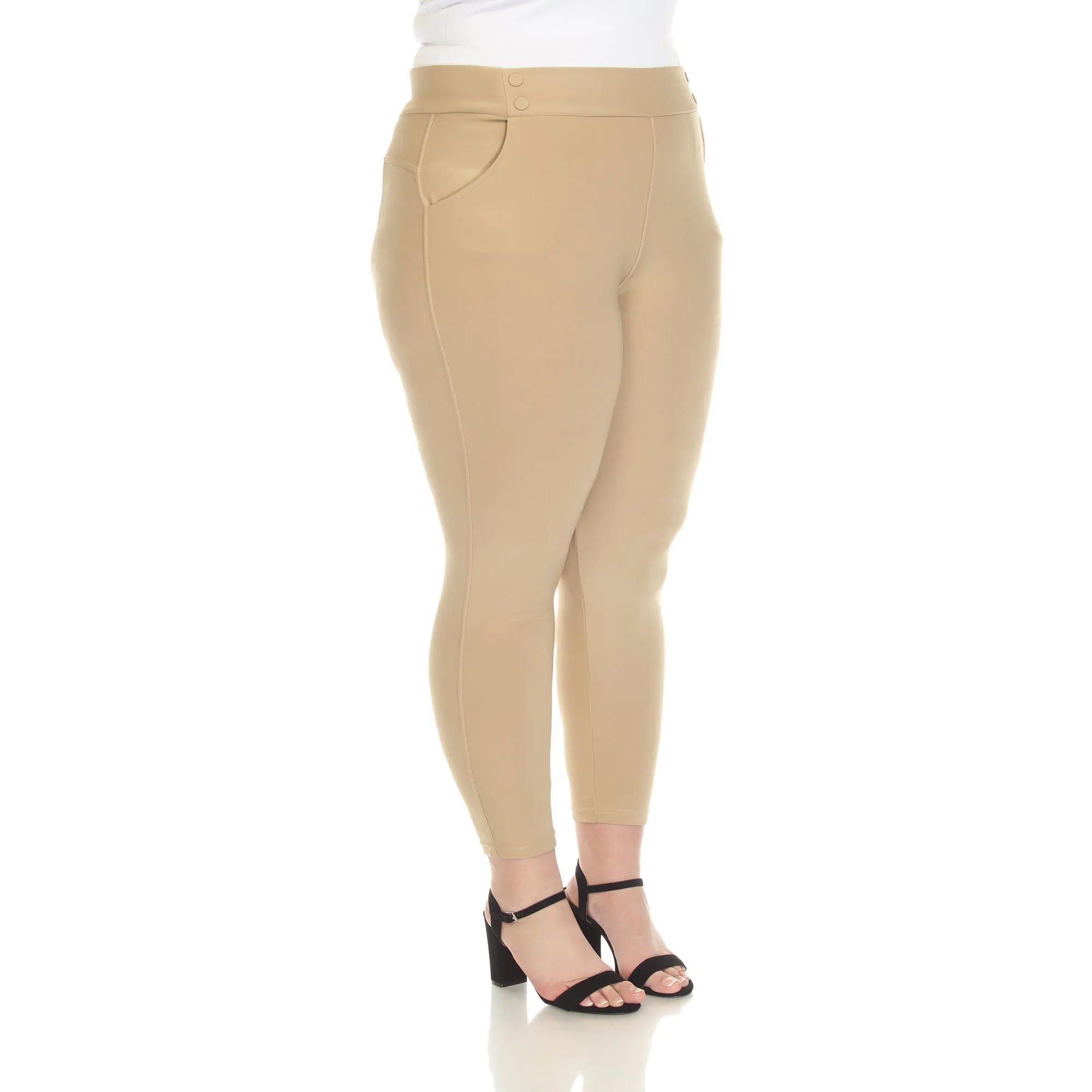 Super Soft Elastic Waistband Scuba Pants - Plus