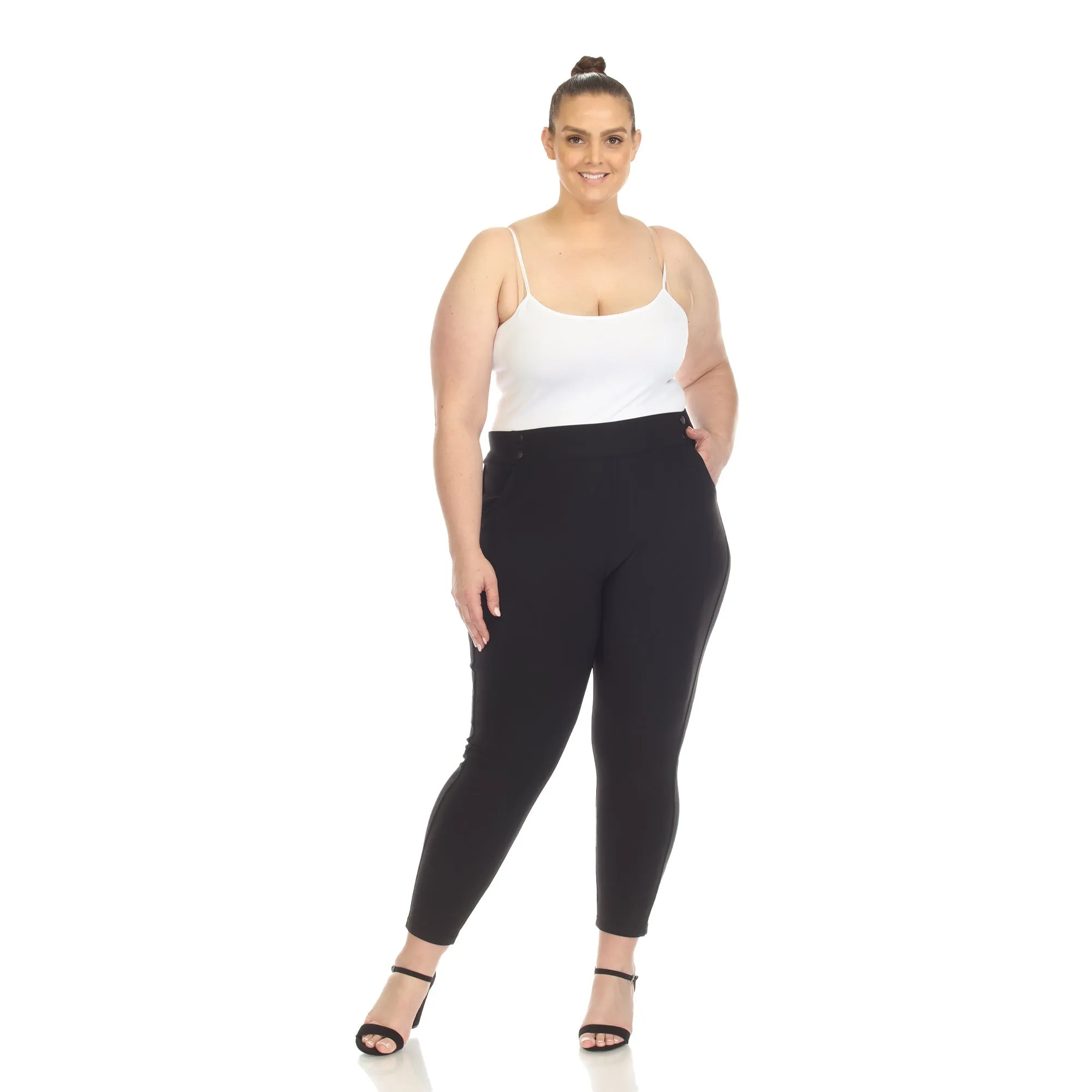 Super Soft Elastic Waistband Scuba Pants - Plus