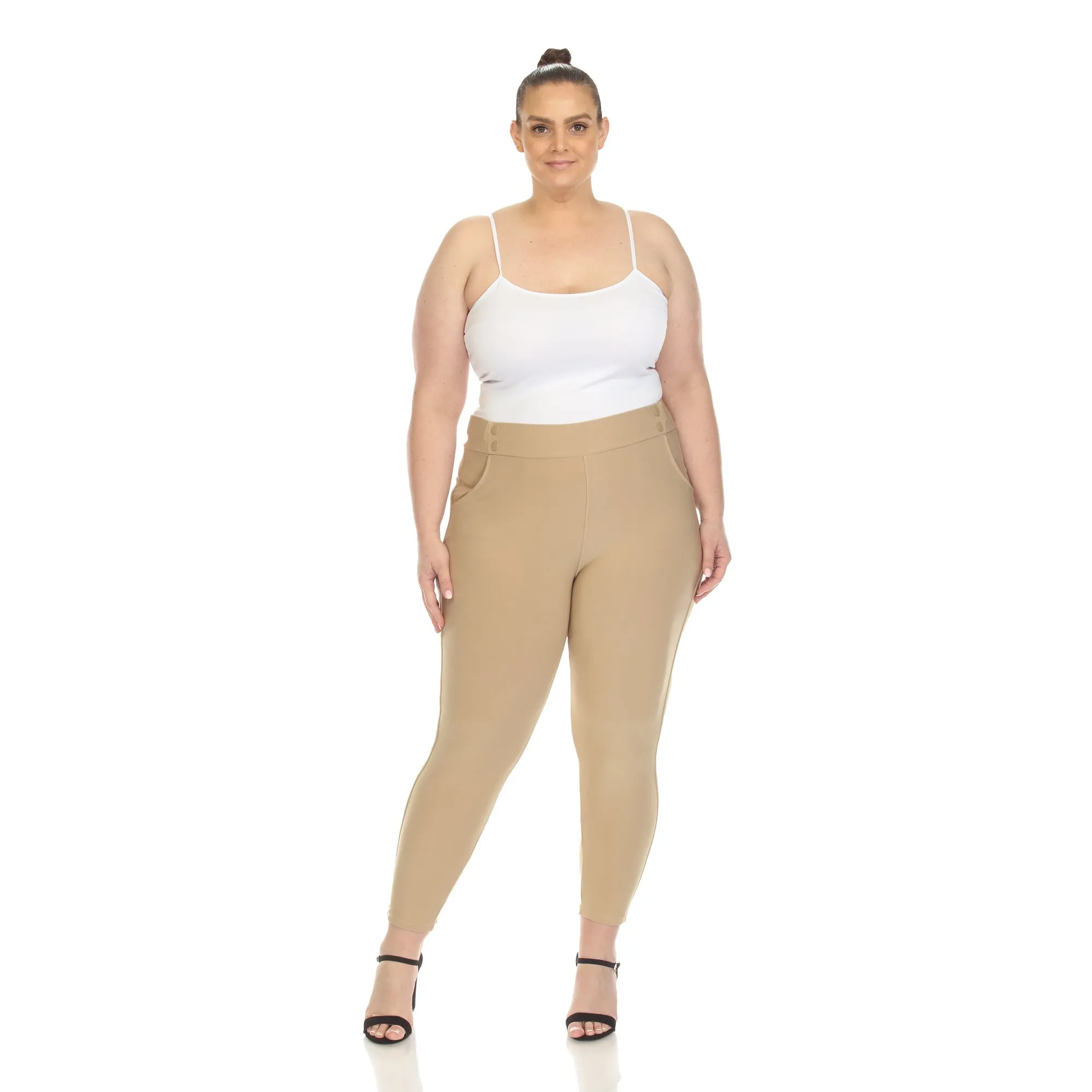 Super Soft Elastic Waistband Scuba Pants - Plus