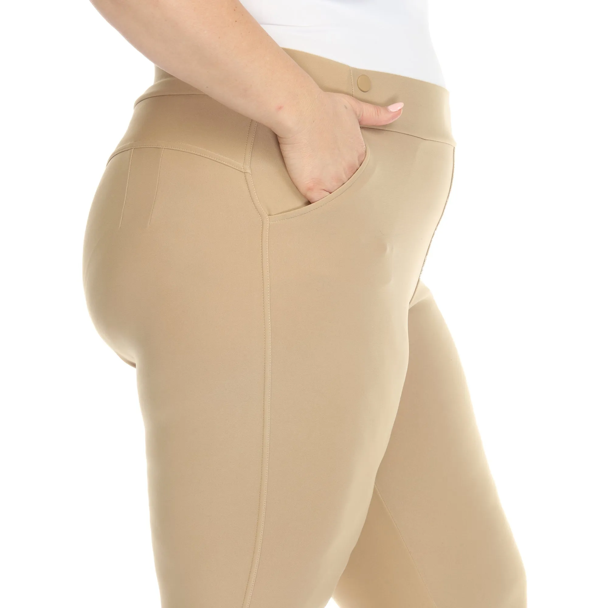 Super Soft Elastic Waistband Scuba Pants - Plus