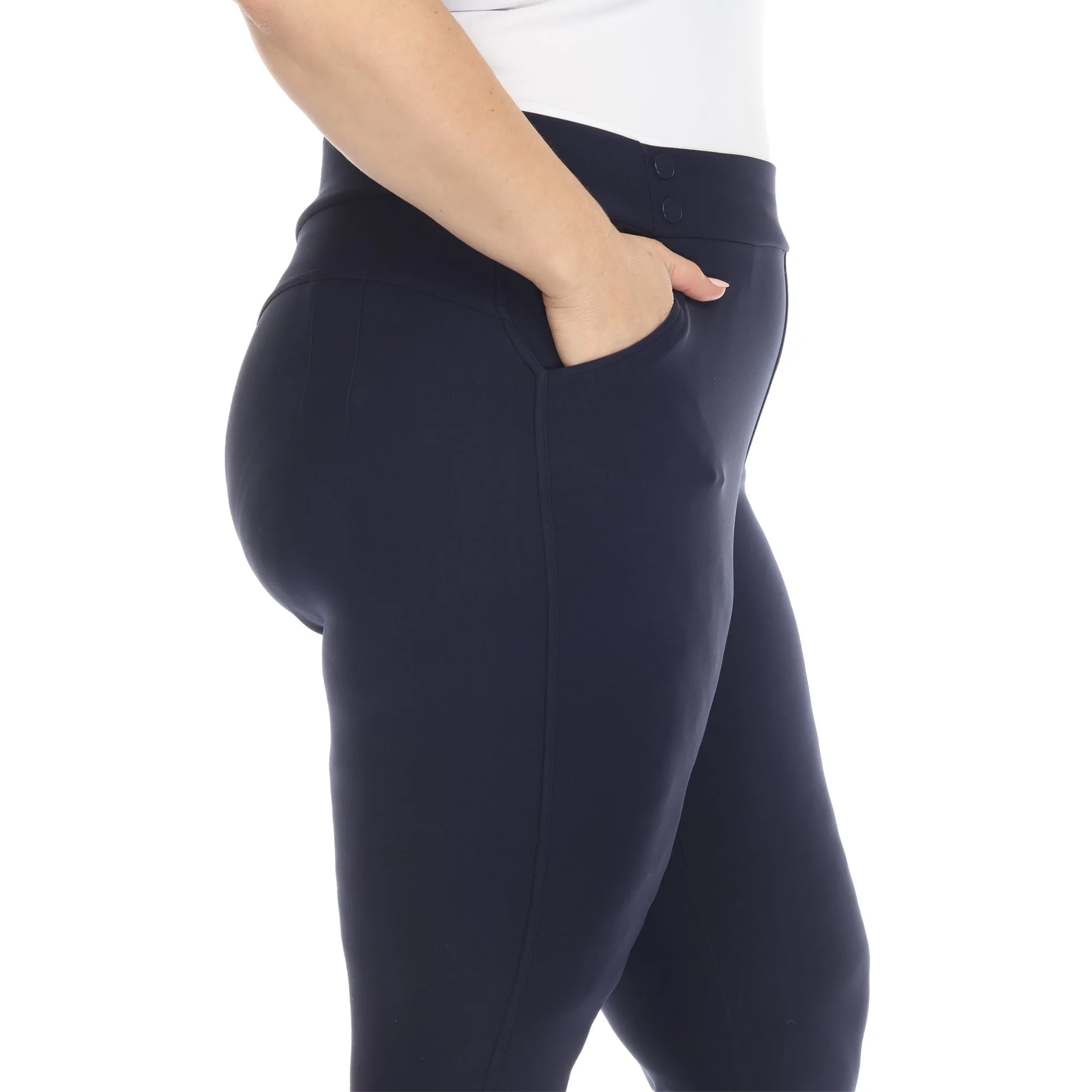 Super Soft Elastic Waistband Scuba Pants - Plus