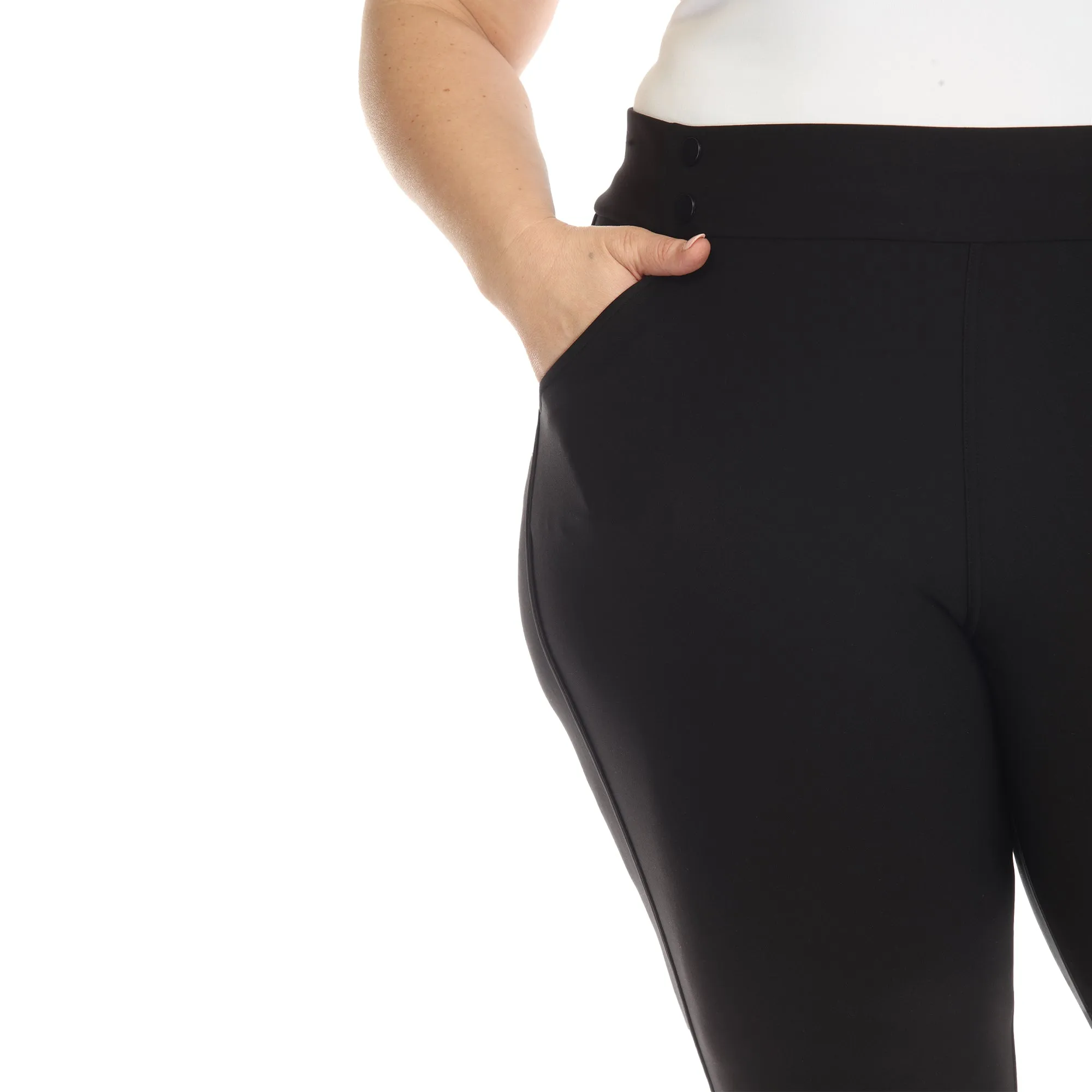 Super Soft Elastic Waistband Scuba Pants - Plus