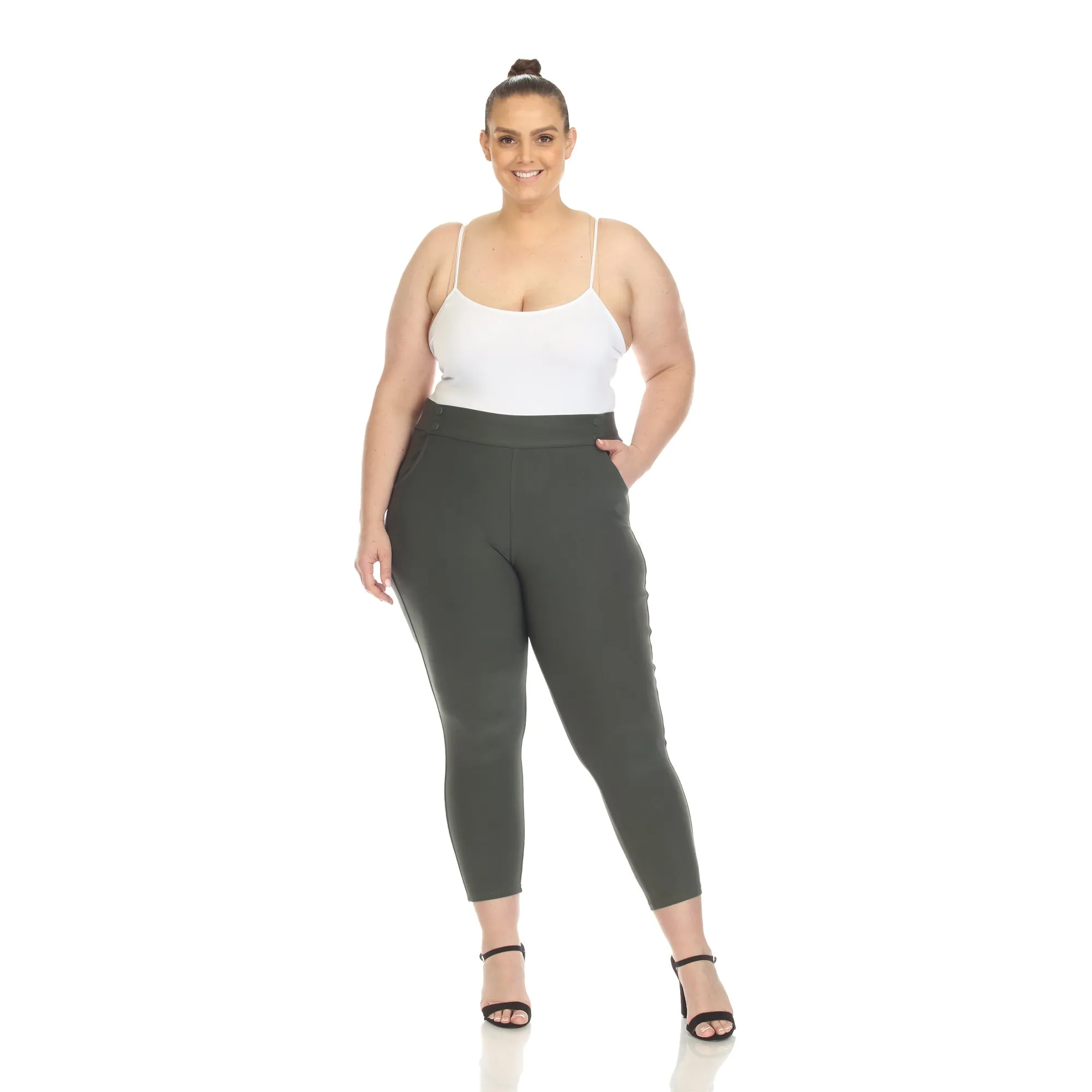 Super Soft Elastic Waistband Scuba Pants - Plus