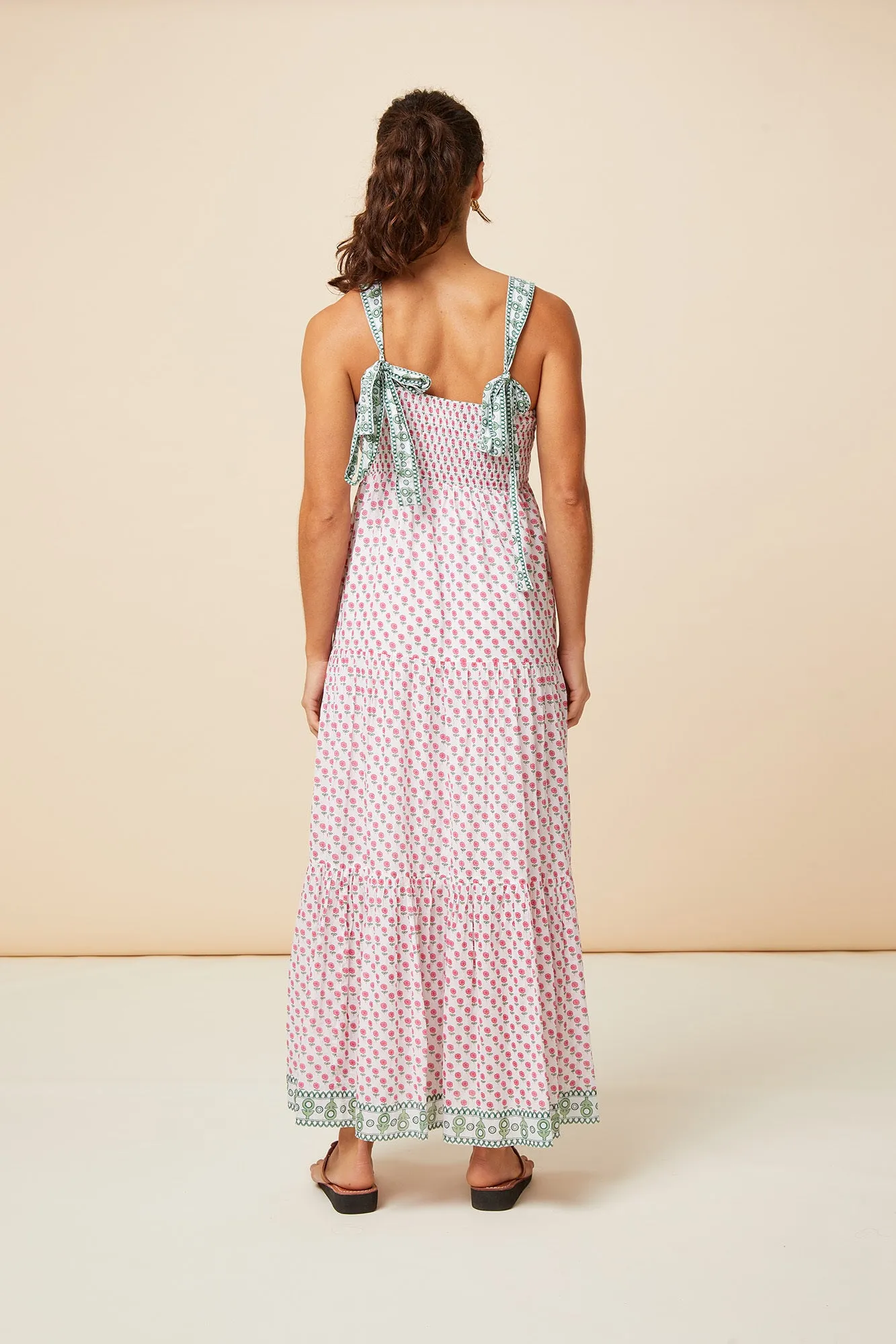 Tabitha Maxi Dress | Fun Flower White/Pink