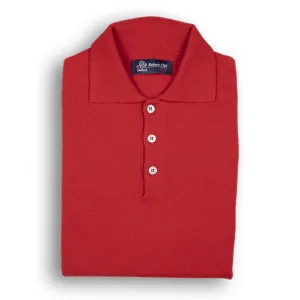 The Oban 3 button long sleeve Cashmere Polo Sweater - Chianti Red