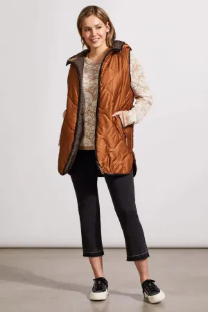 Tribal | Hooded Reversible Puffer Vest with Hi-Lo Hem | Women's