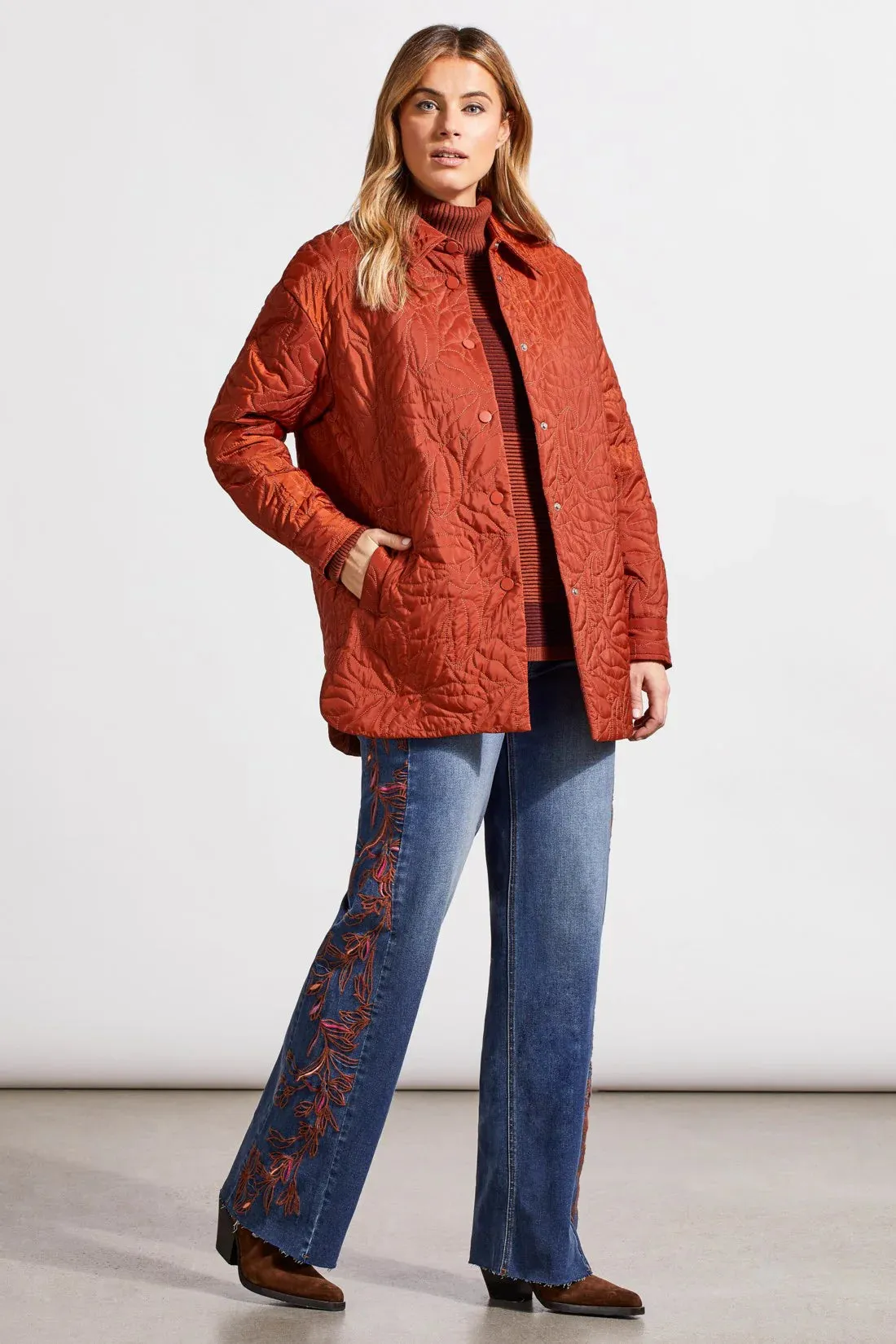 Tribal | Quilted Button Up Shacket with Patterned Lining | Women's