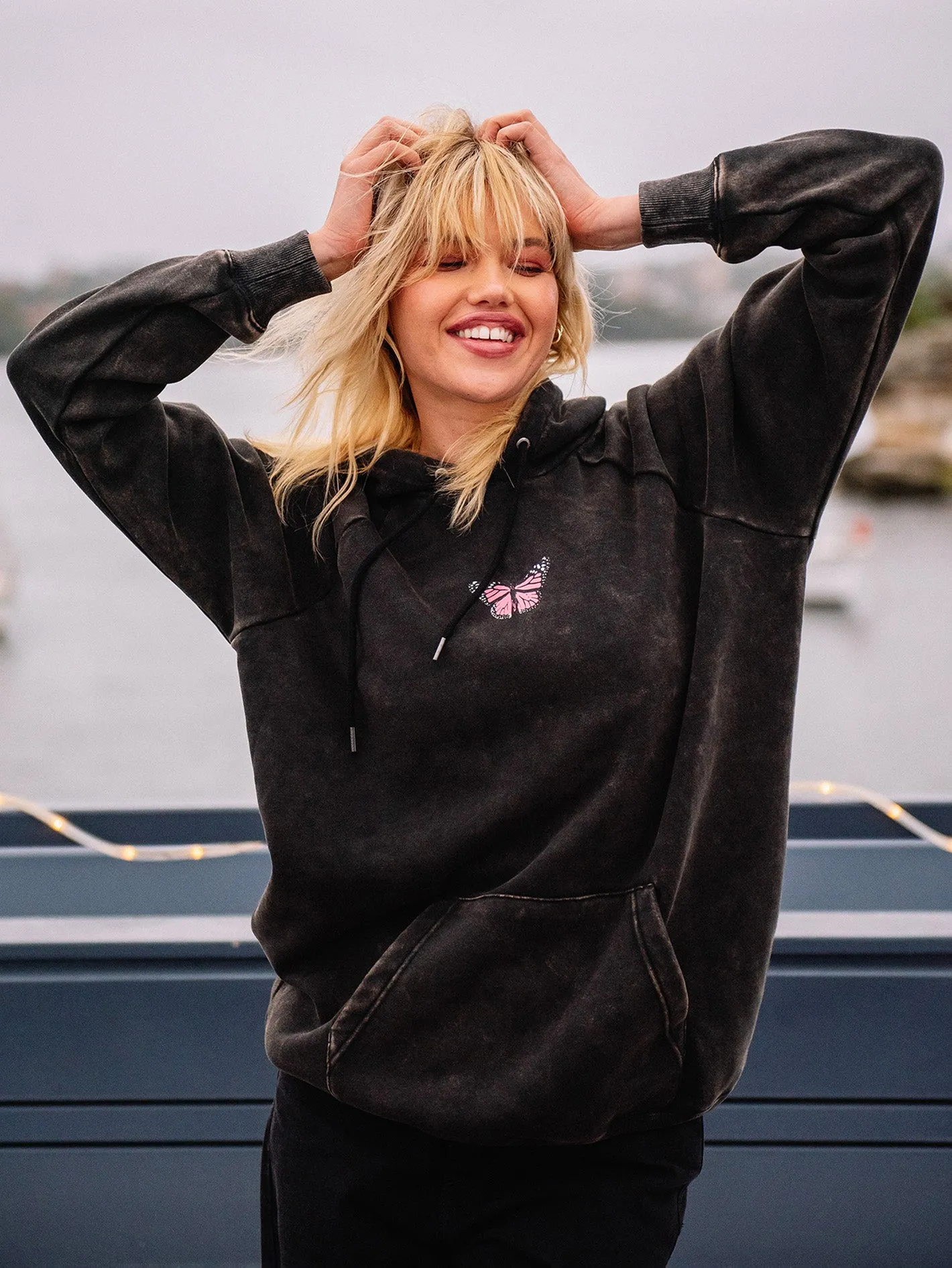 Truly Stoked Boyfriend Hoodie - Black