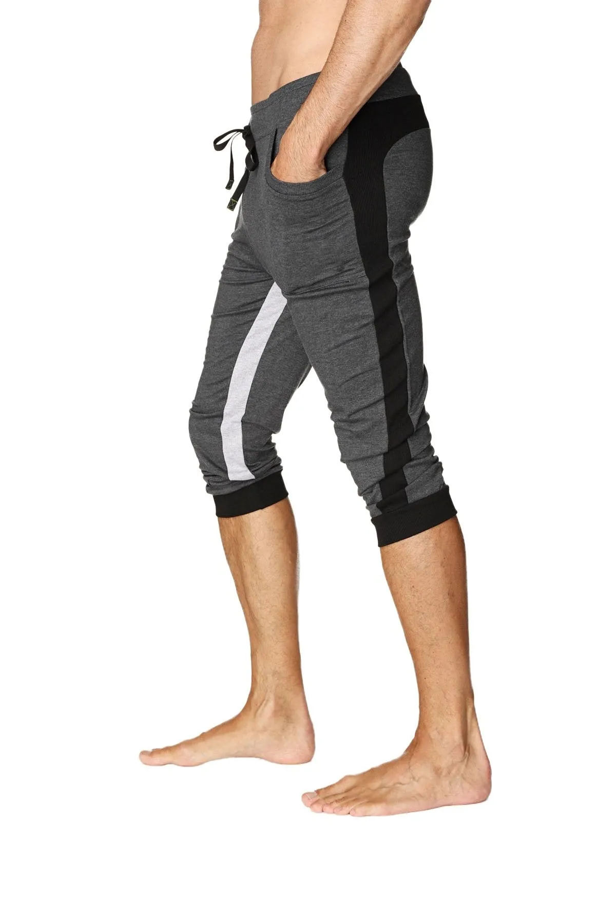 Ultra-Flex Tri-color Cuffed Yoga Pant (Charcoal w/Black & Grey)