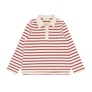 unisex red stripe rugby shirt