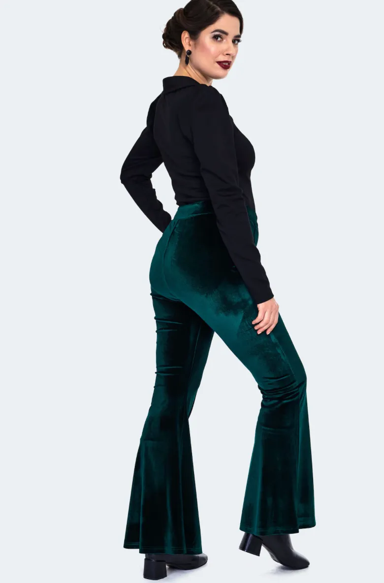 Velvet High-Waisted Flare Pants