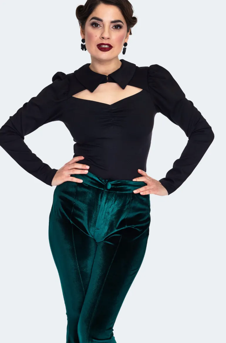 Velvet High-Waisted Flare Pants