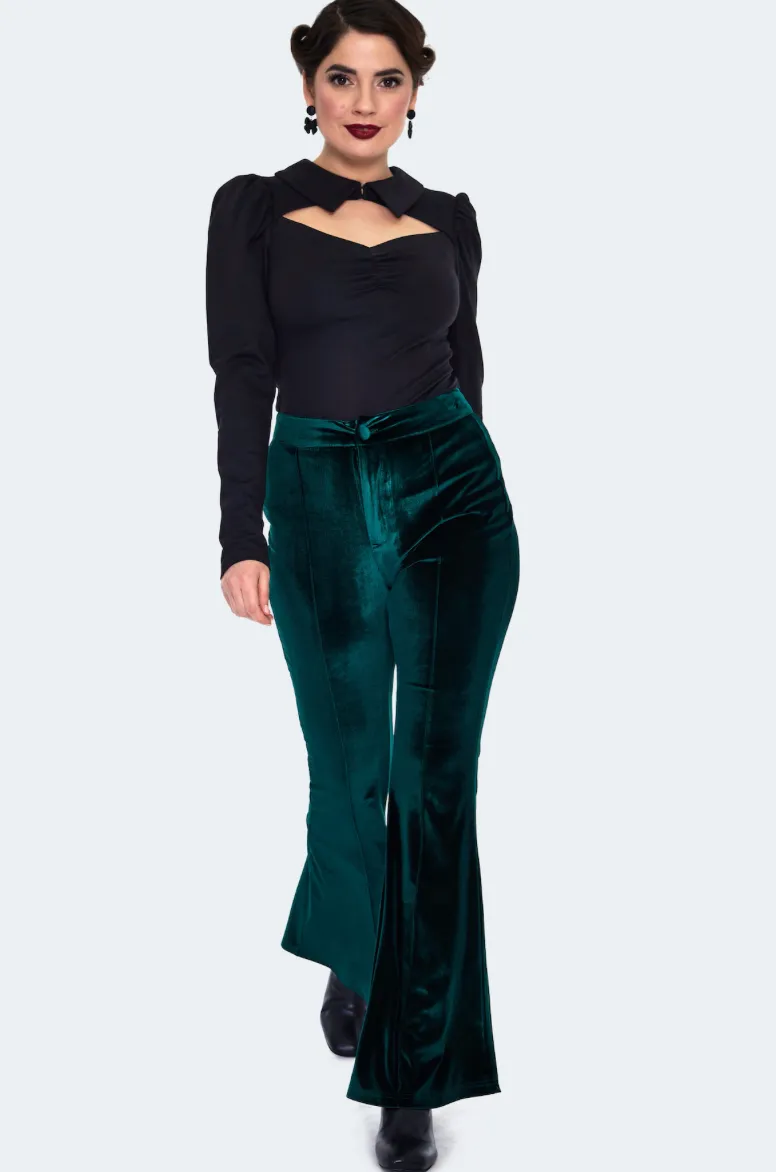 Velvet High-Waisted Flare Pants