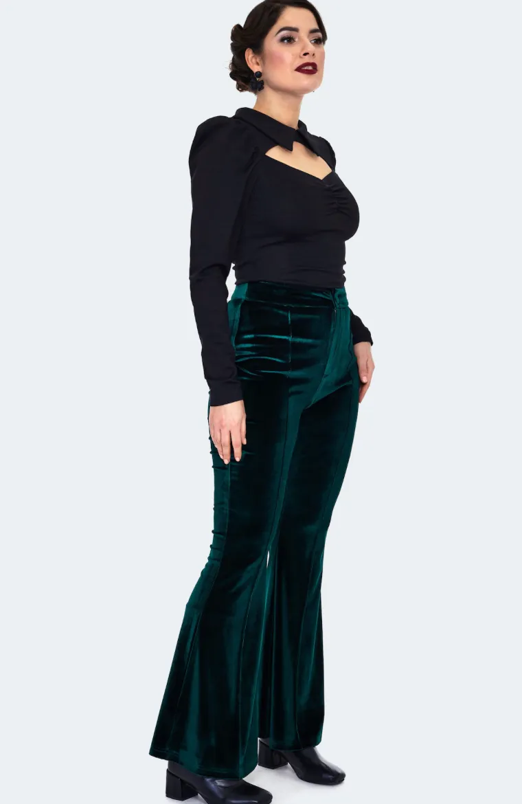 Velvet High-Waisted Flare Pants