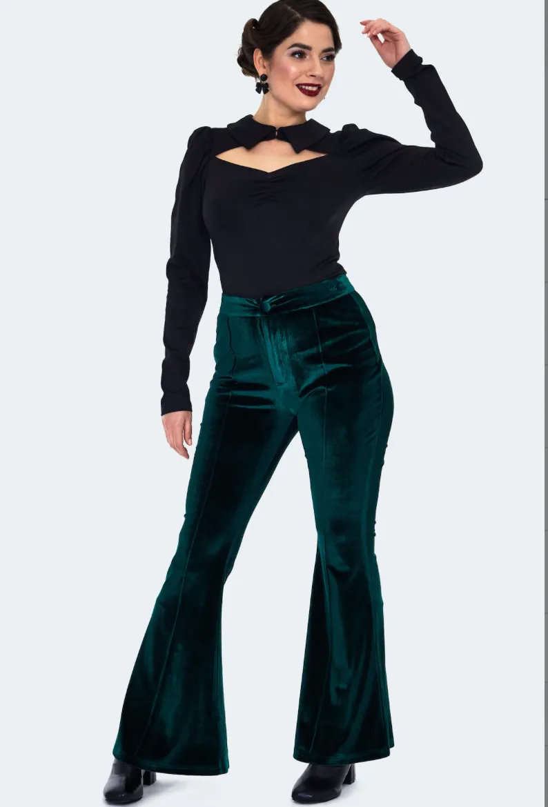 Velvet High-Waisted Flare Pants