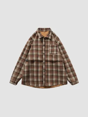 WLS Retro Japanese Woolen Plaid Shirt