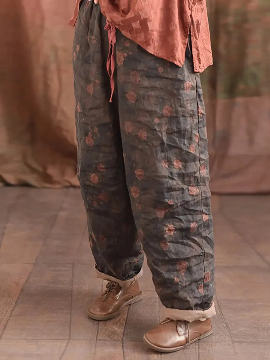 Women Floral Linen Pants