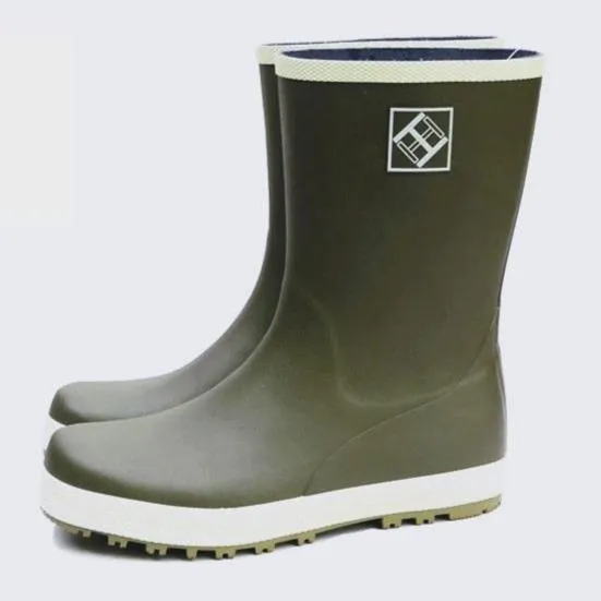 Women's mid calf anti-slip rain boots natural rubber rain boots