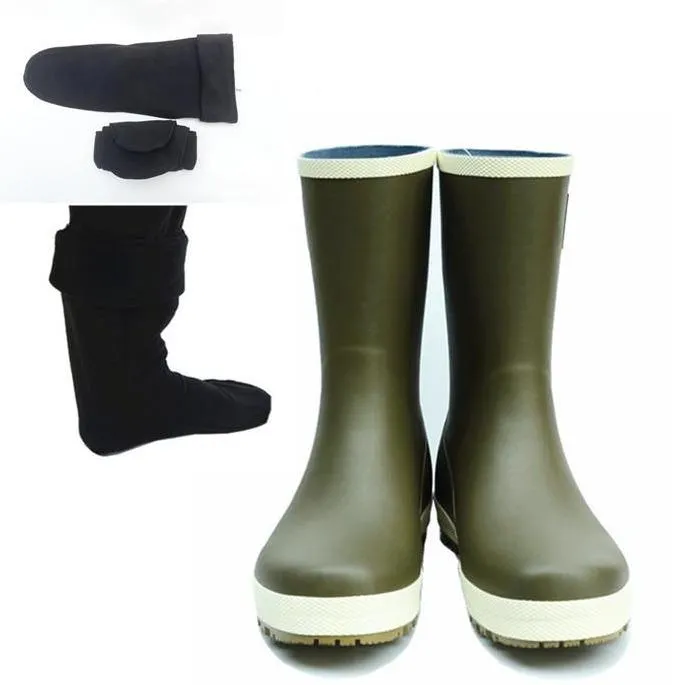 Women's mid calf anti-slip rain boots natural rubber rain boots