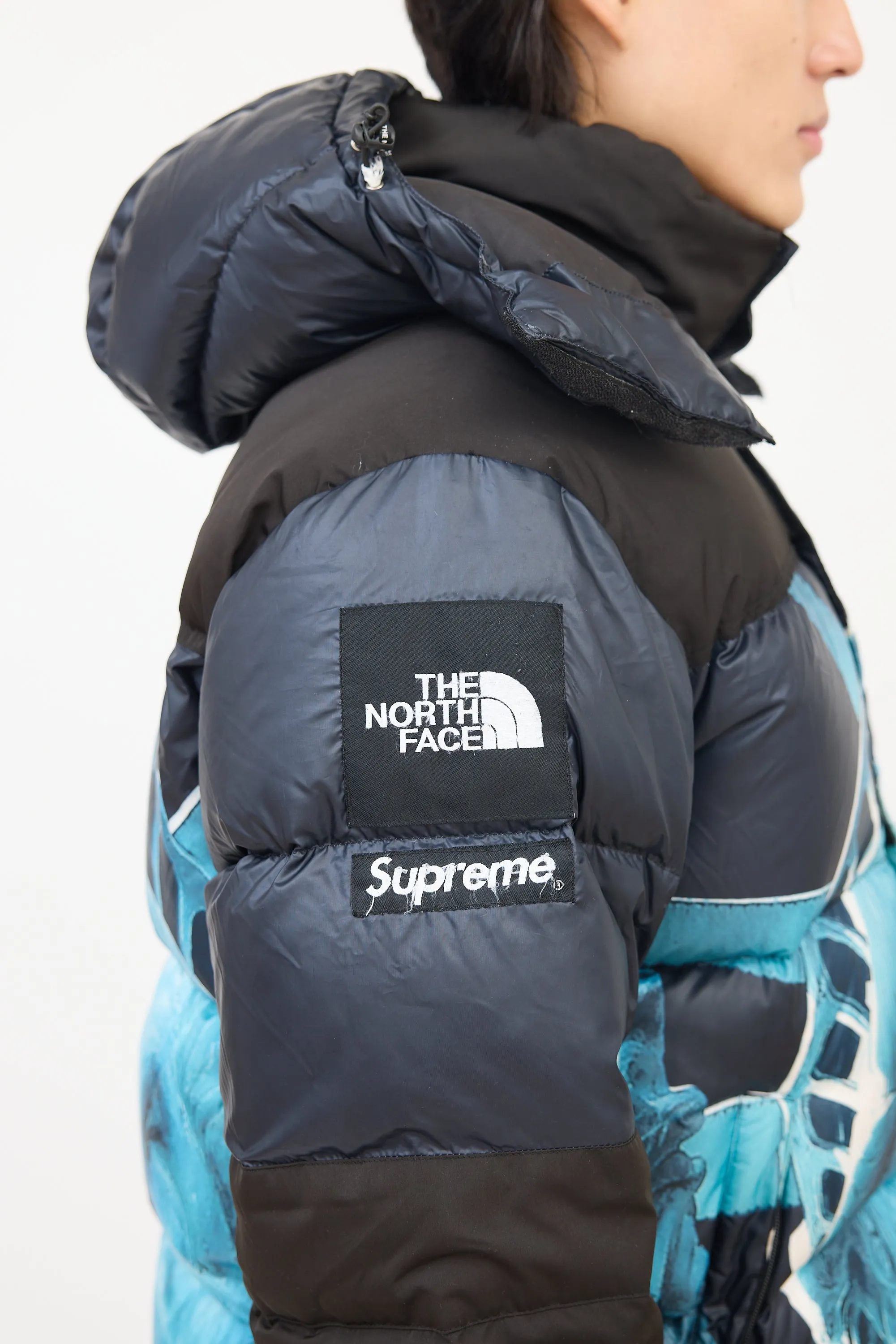 X The North Face Black & Blue Statue Of Liberty Baltoro Jacket